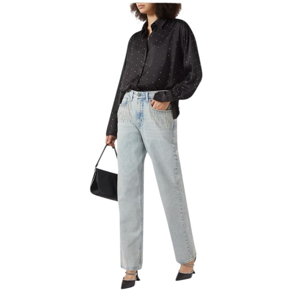 GOOD AMERICAN Diamond Fringe Good 90s Straight in Indigo588 Size 2/26 - Picture 14 of 17